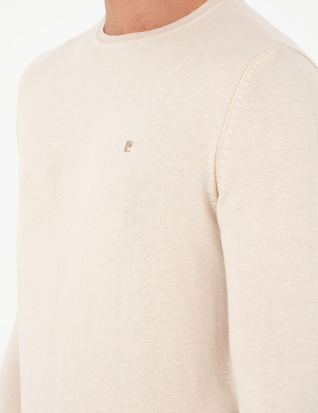 Bej Slim Fit Bisiklet Yaka Basic Triko Kazak - Pierre cardin фото 7