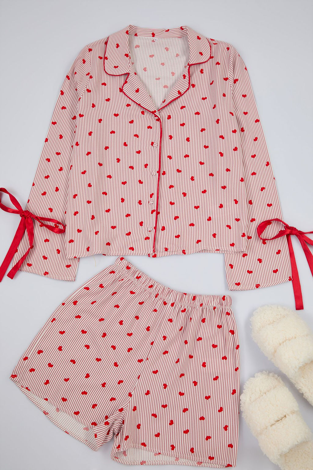 Trendyolmilla Ekru Baglamal?/Kurdele/Fiyonklu ve Biyeli Viskon Sortlu Dokuma Pijama Tak?m? THMSS24PT00047  фото 10