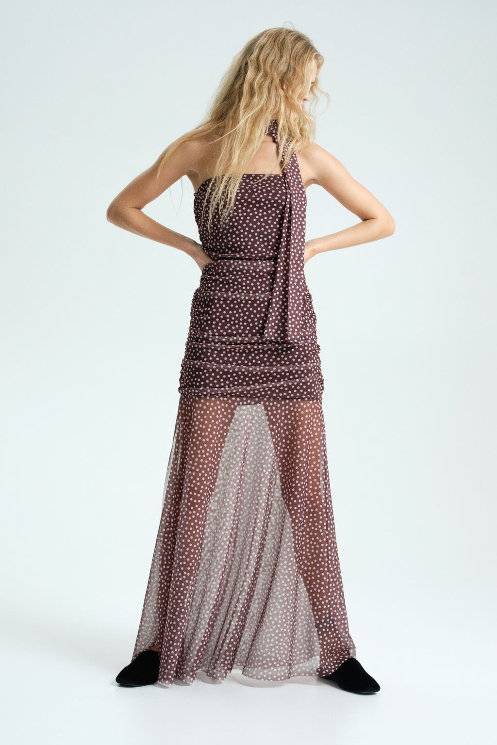 Vestido drapeado de malla - H&m фото 2