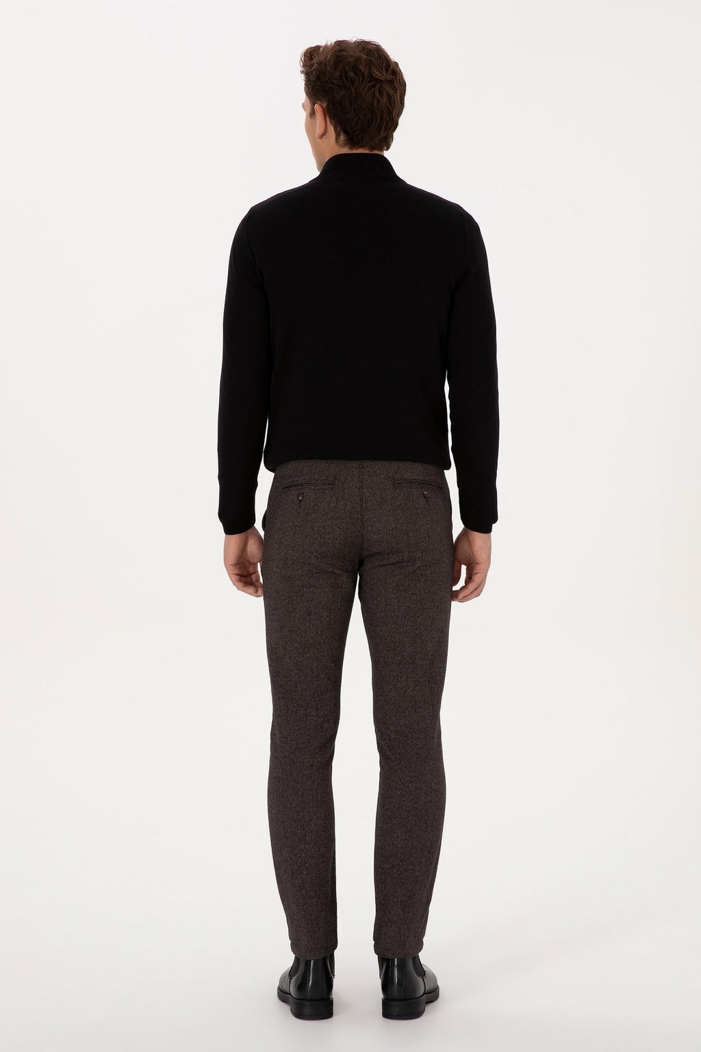 Erkek Koyu Kahverengi Slim Fit Kanvas / Chino Pantolon