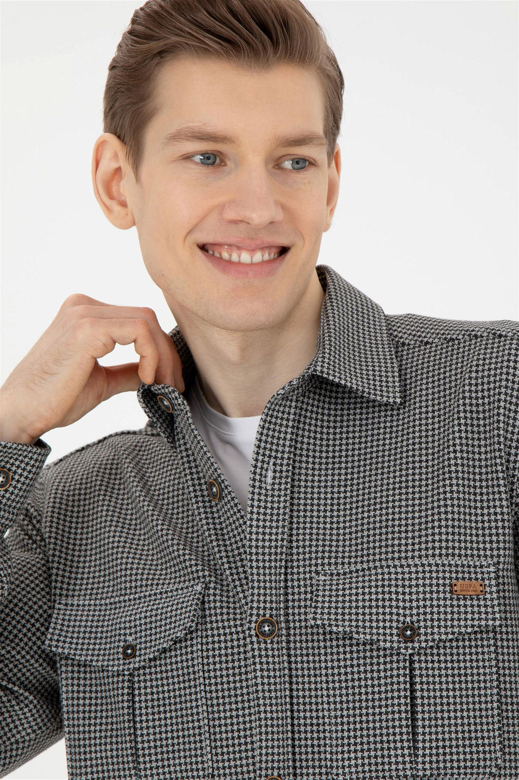 Мужская рубашка антрацитового цвета с длинным рукавом - U.s. polo assn фото 2