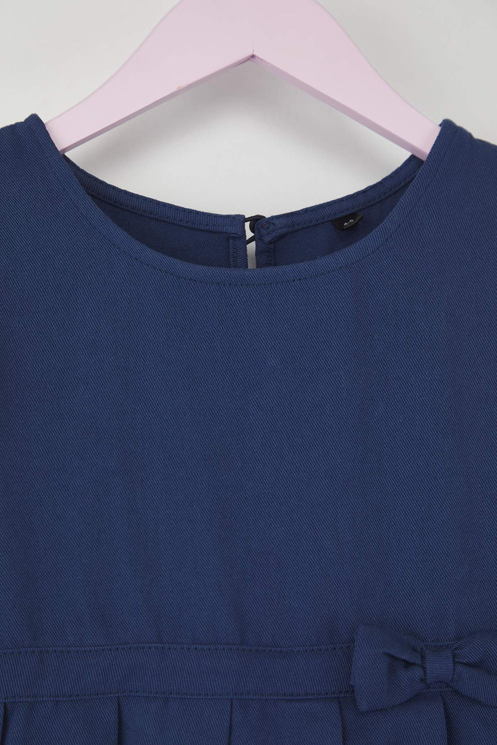 Lacivert 100% Pamuk Duz/Basic Bisiklet Yaka A-line Dokuma K?z Cocuk Okul Elbisesi TKDAW26EL00004 - Trendyolmilla фото 5