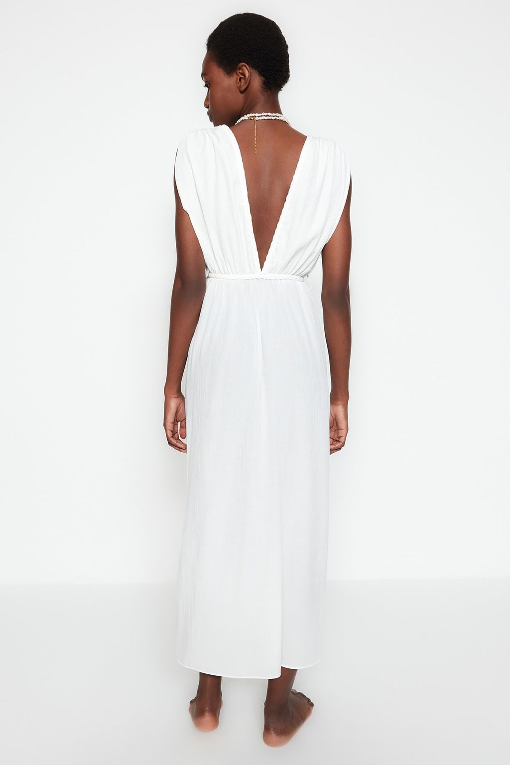 TRENDYOLMILLA Yesil Maxi Dokuma Y?rtmacl? Plaj Elbisesi TBESS23EL00069 фото 11