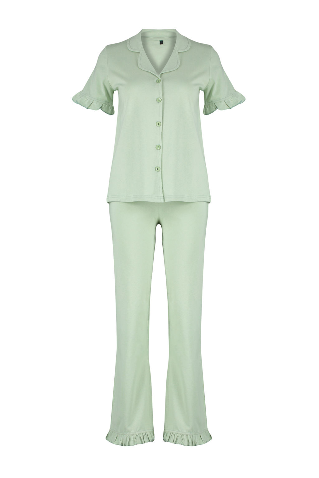 Trendyolmilla Mint %100 Pamuklu F?rf?r Detayl? Orme Pijama Tak?m? THMSS24PT00223 фото 12
