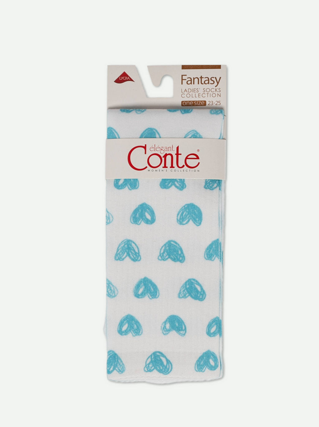 Цена за 2 пары. Носки Классические CONTE Удлиненные носки с хлопком белый-бирюза - Conte elegant фото 5