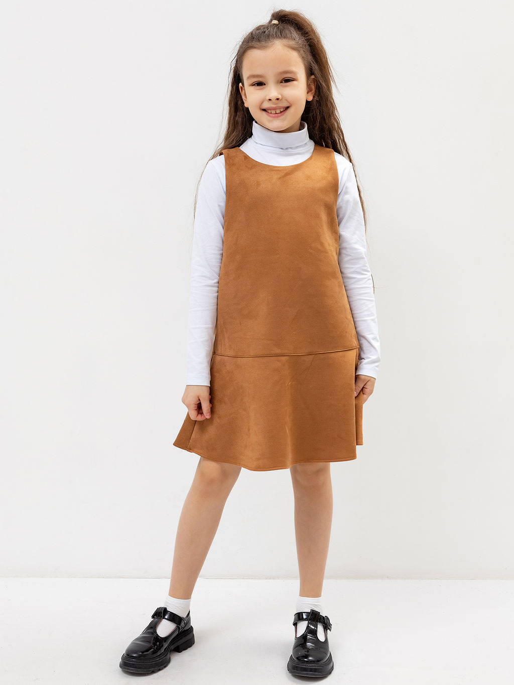 Сарафан для девочек в рыжем цвете под замшу - Mark formelle фото 2