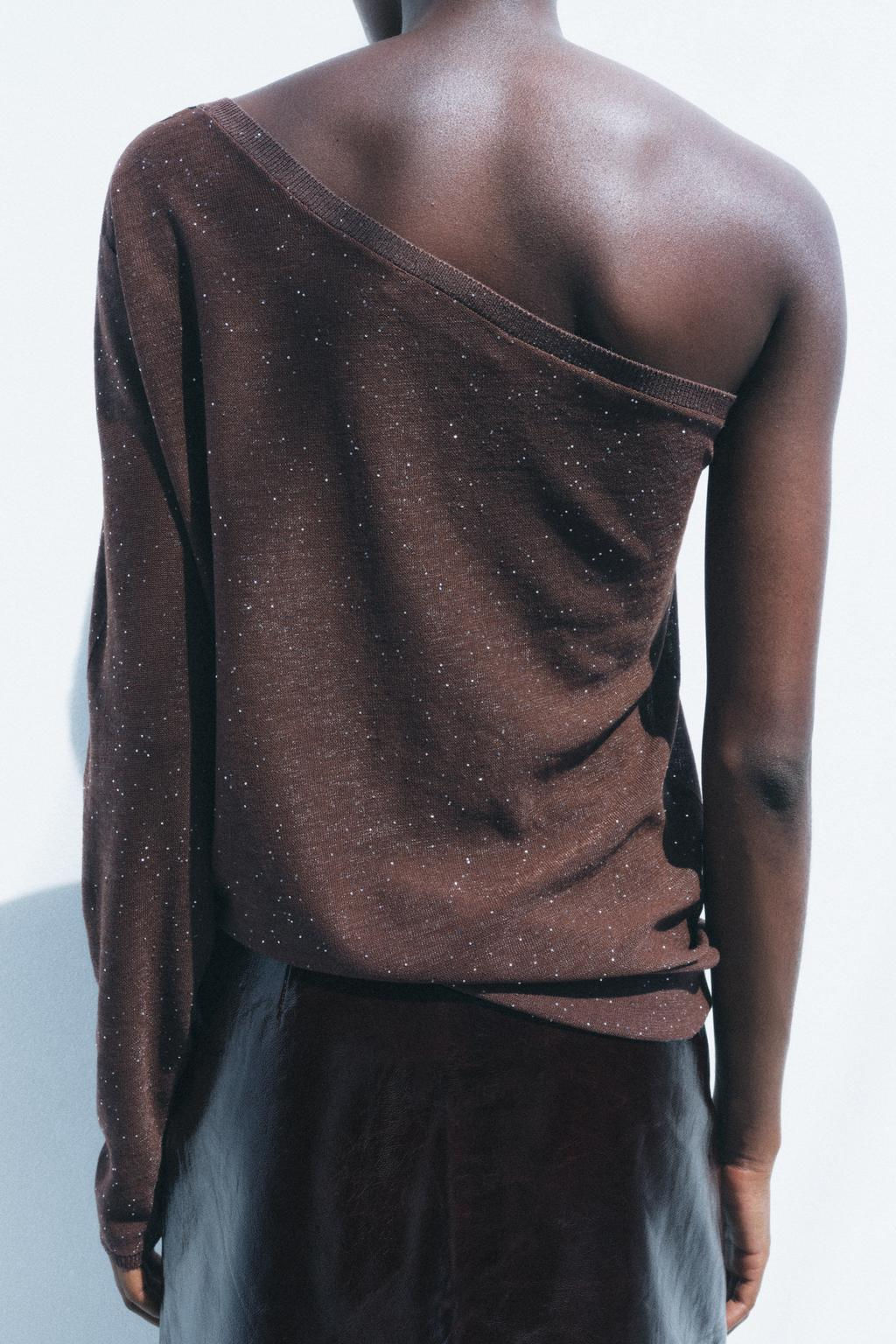 ASYMMETRIC RHINESTONE KNIT TOP - Zara фото 5