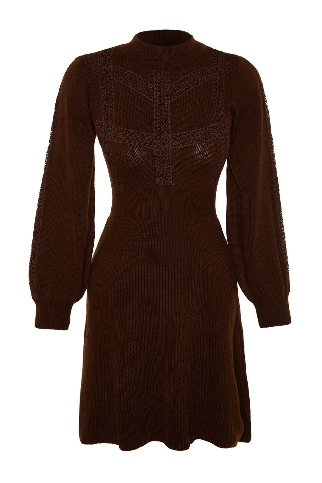 Kahverengi Mini Triko Dantelli Elbise TWOAW22EL0011