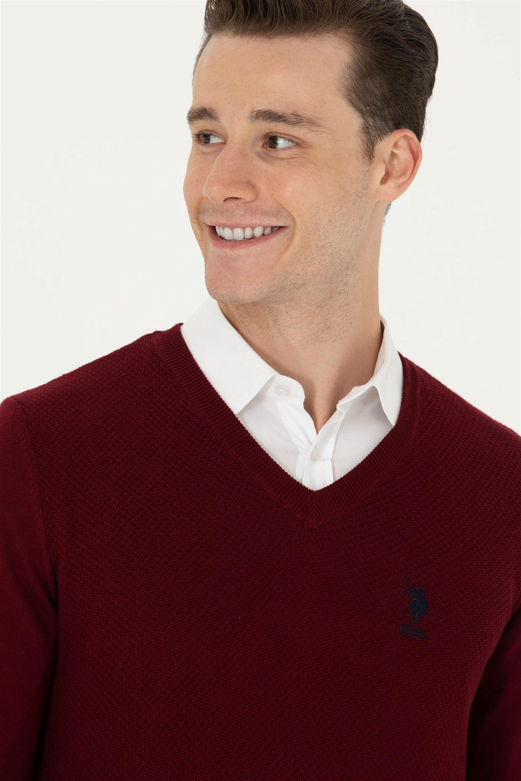 U. S. Polo Assn Мужской бордово-красный базовый свитер - U.s. polo assn фото 2