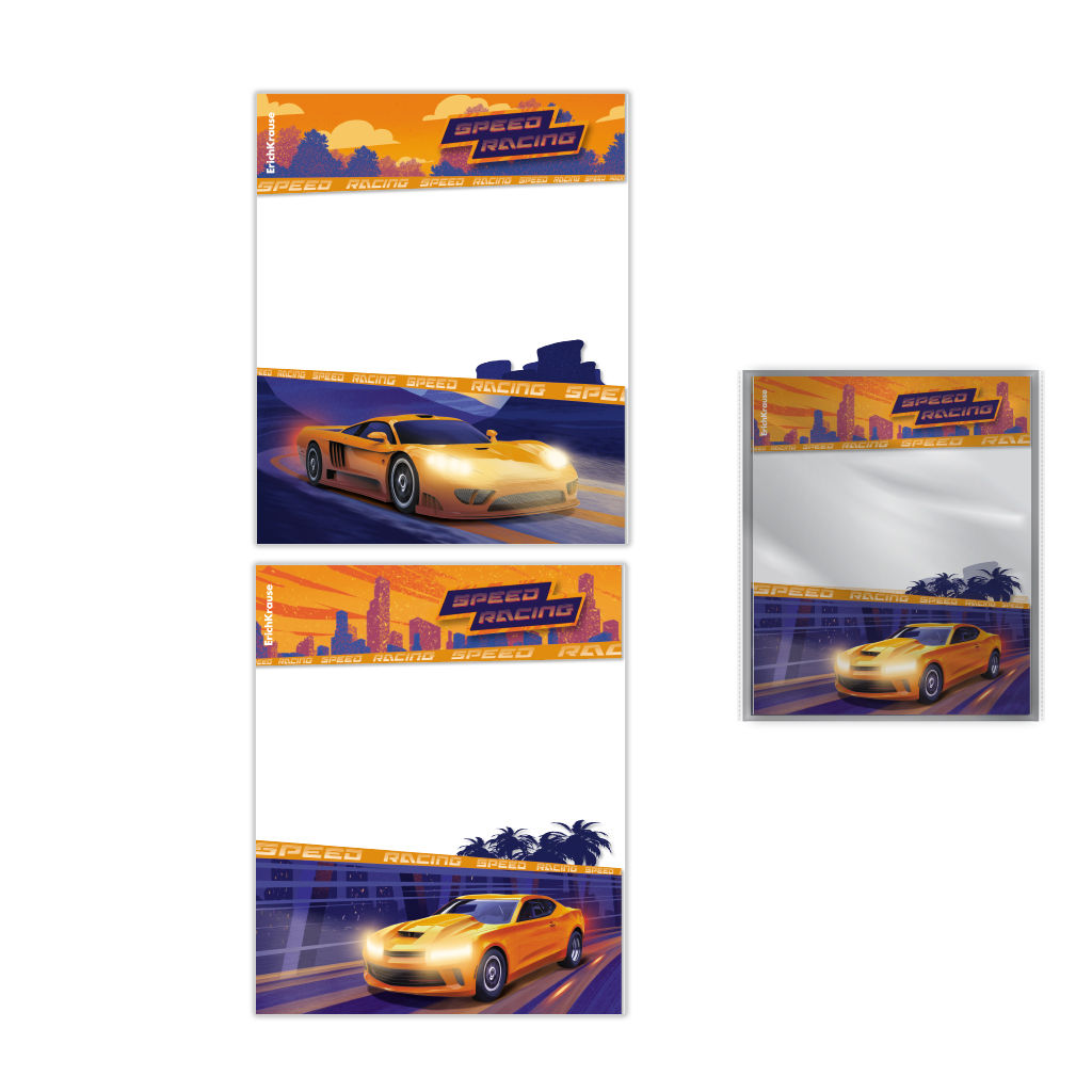 Цена за 1 шт. Набор пластиковых обложек ErichKrause Sport Car, для тетрадей и дневников, 212х347мм, 80 мкм, ассорти (пакет 12 шт.)