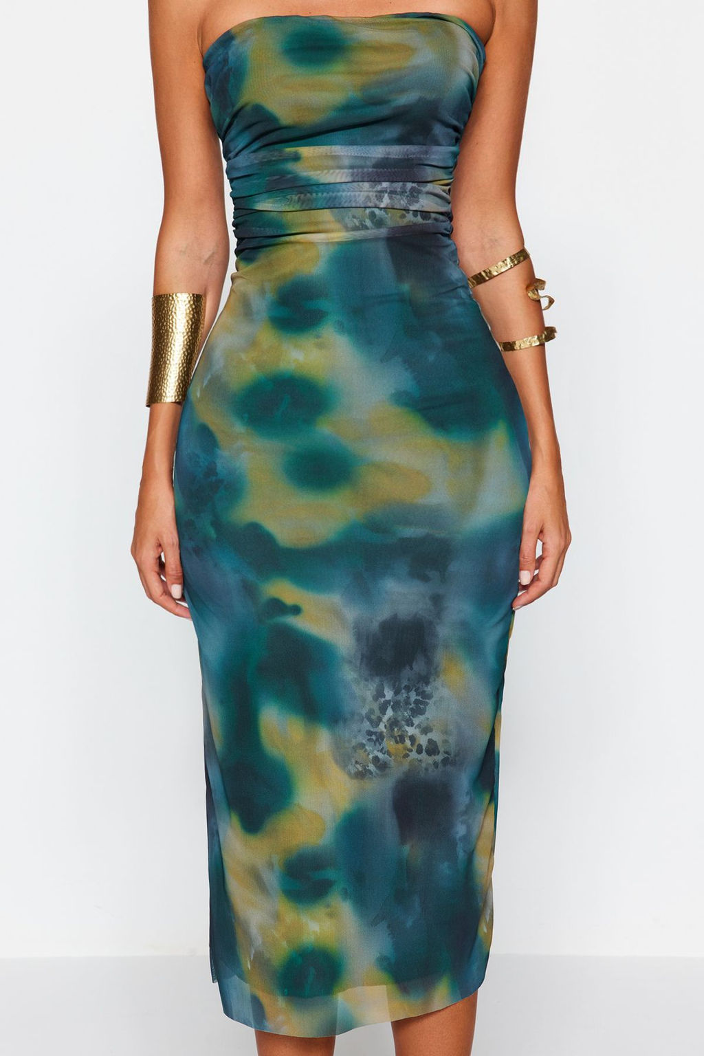 TRENDYOLMILLA Cok Renkli Vucuda Oturan Orme Tul S?k Abiye Elbise TPRAW24EL00303 фото 4