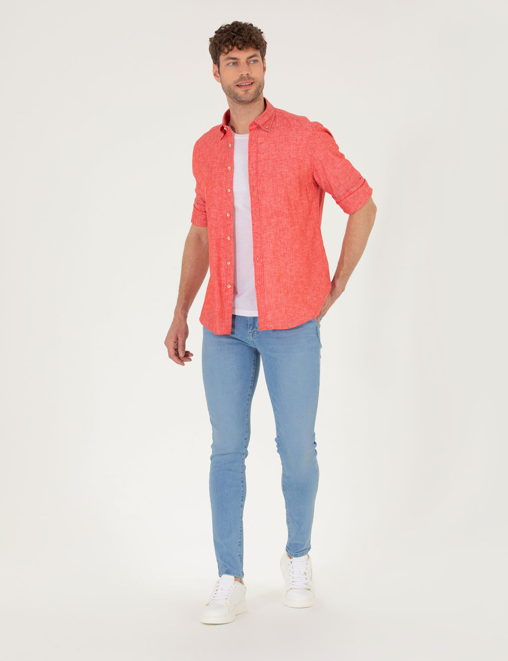 K_rm_z_ Regular Fit Uzun Kollu G_mlek
