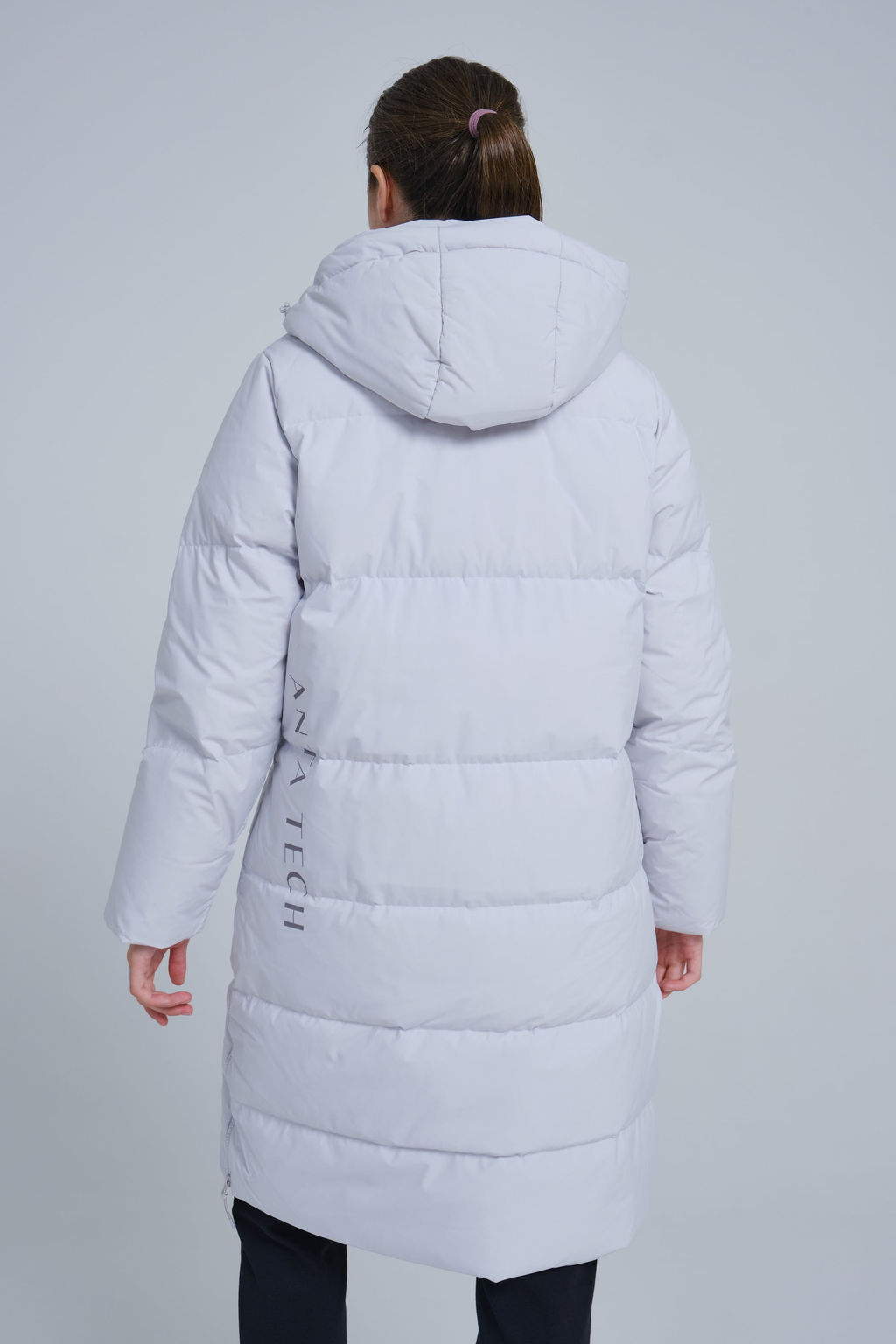 Пуховик Длинный Серо-сиреневый