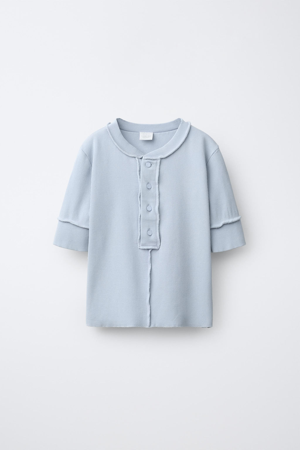 CAMISETA OVERLOCK BOTONES / Azul claro - Zara фото 2