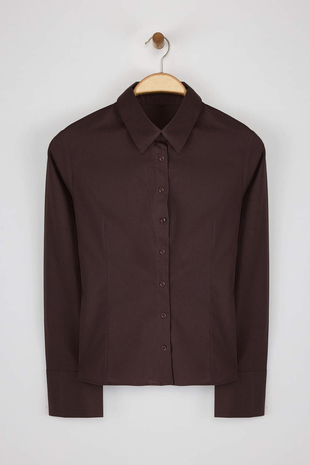 Beyaz Bele Oturan Fitted Dokuma Gomlek TWOAW26GO00022 - Trendyolmilla фото 17