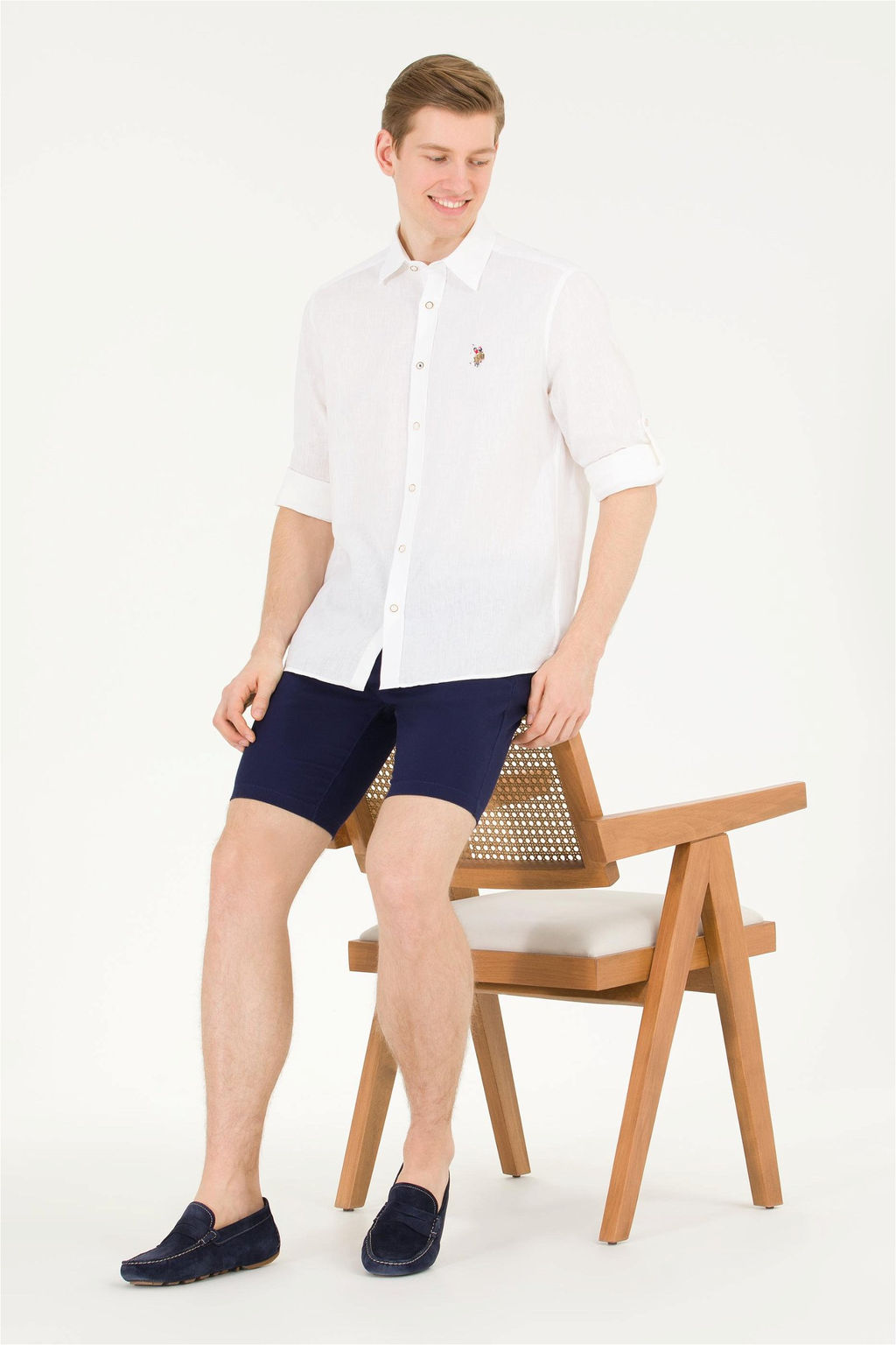 Мужская белая базовая рубашка с длинным рукавом Неожиданная скидка в корзине - U.s. polo assn фото 4