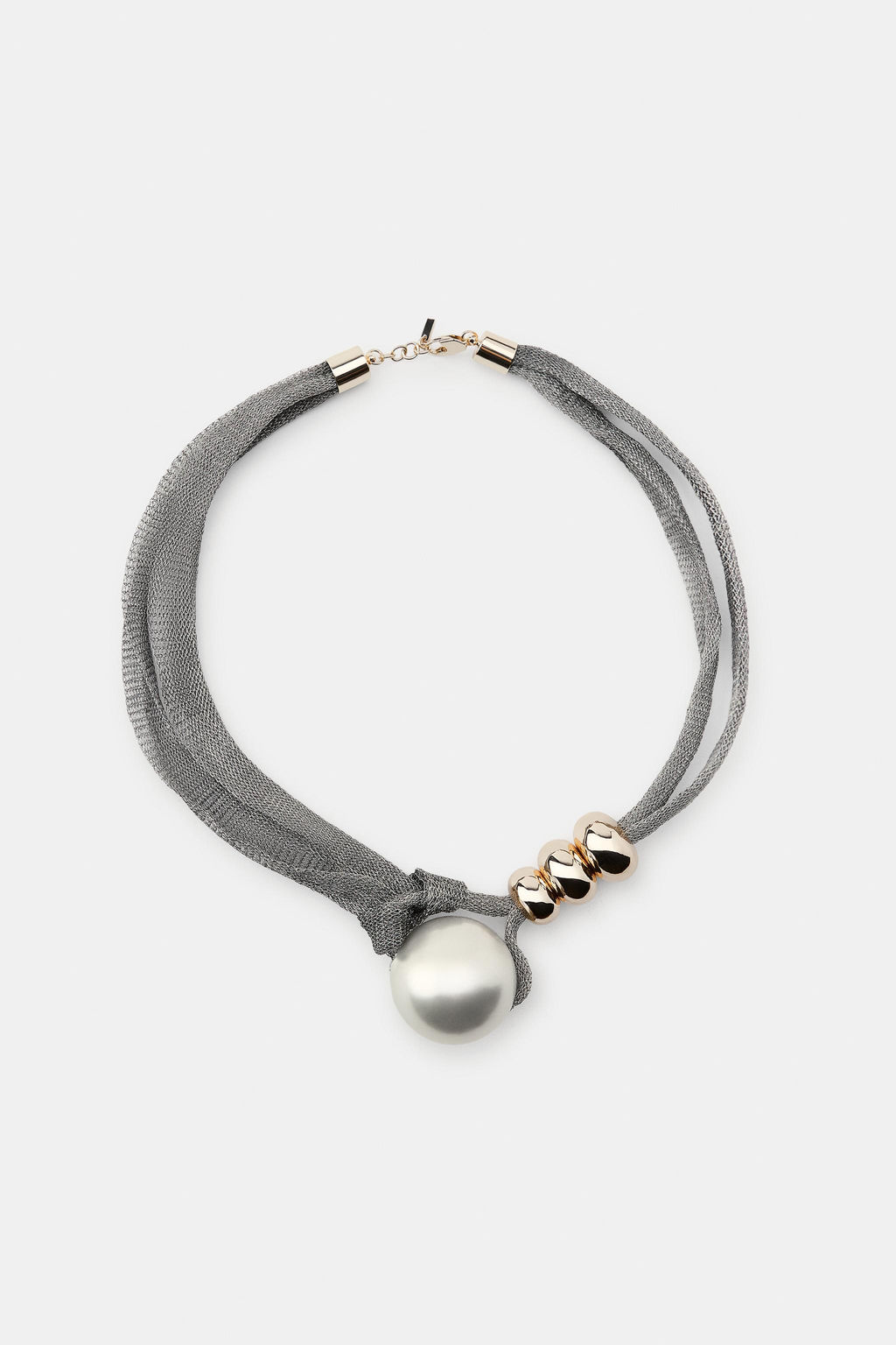 MESH BALL FAUX PEARL NECKLACE - Zara фото 3