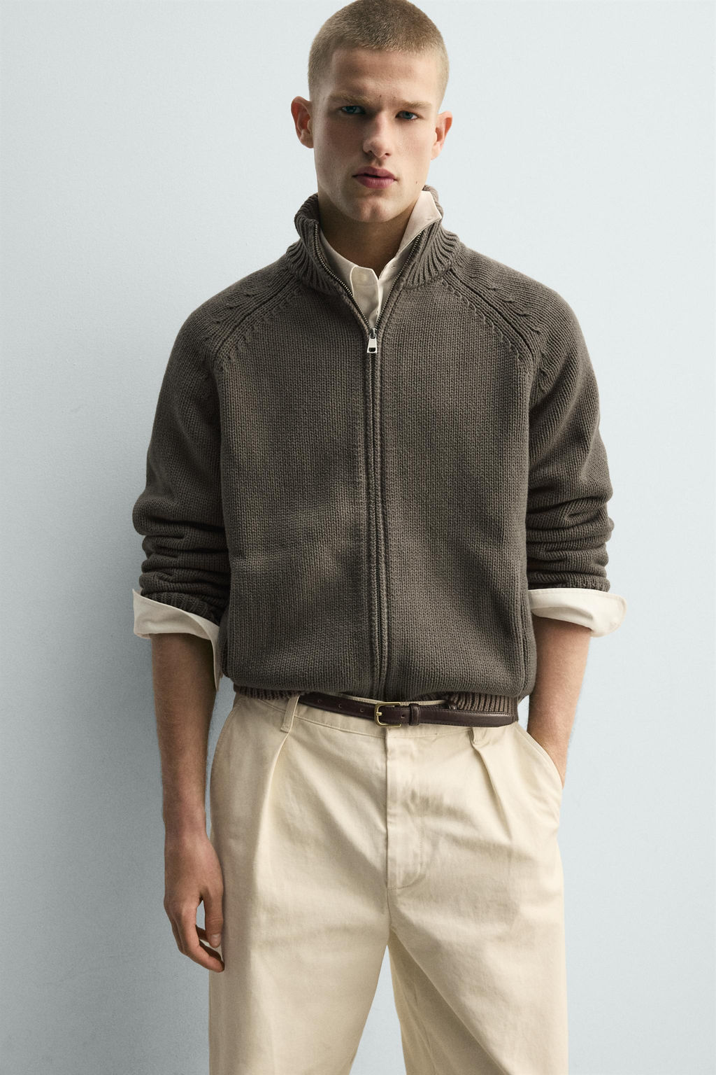 CHAQUETA PUNTO ESTRUCTURA LAVADA / Gris - Zara фото 5