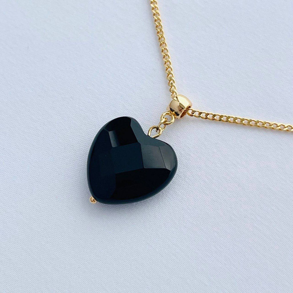 Кулон Сердце на цепочке из черного Агата - Радуга самоцветов фото 2