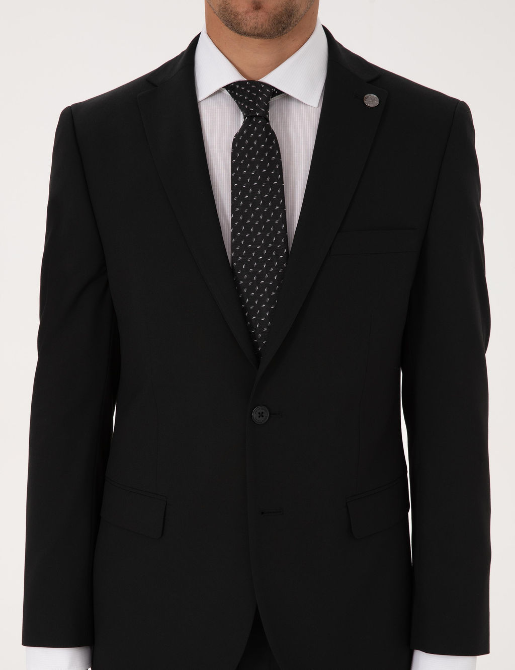 Siyah Slim Fit Tak_m Elbise