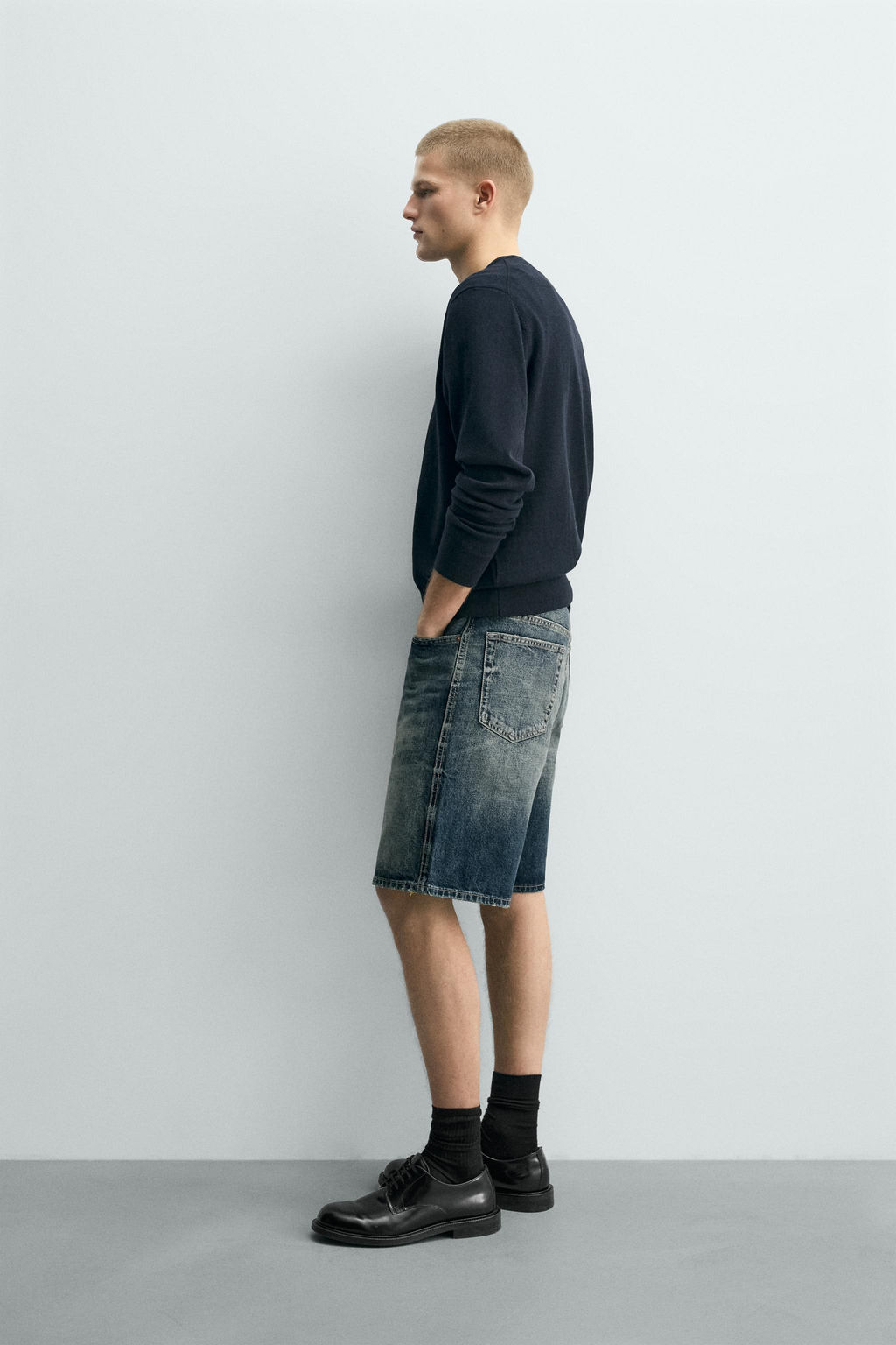 BERMUDA DENIM STRAIGHT FIT / Azul / Verde - Zara фото 4