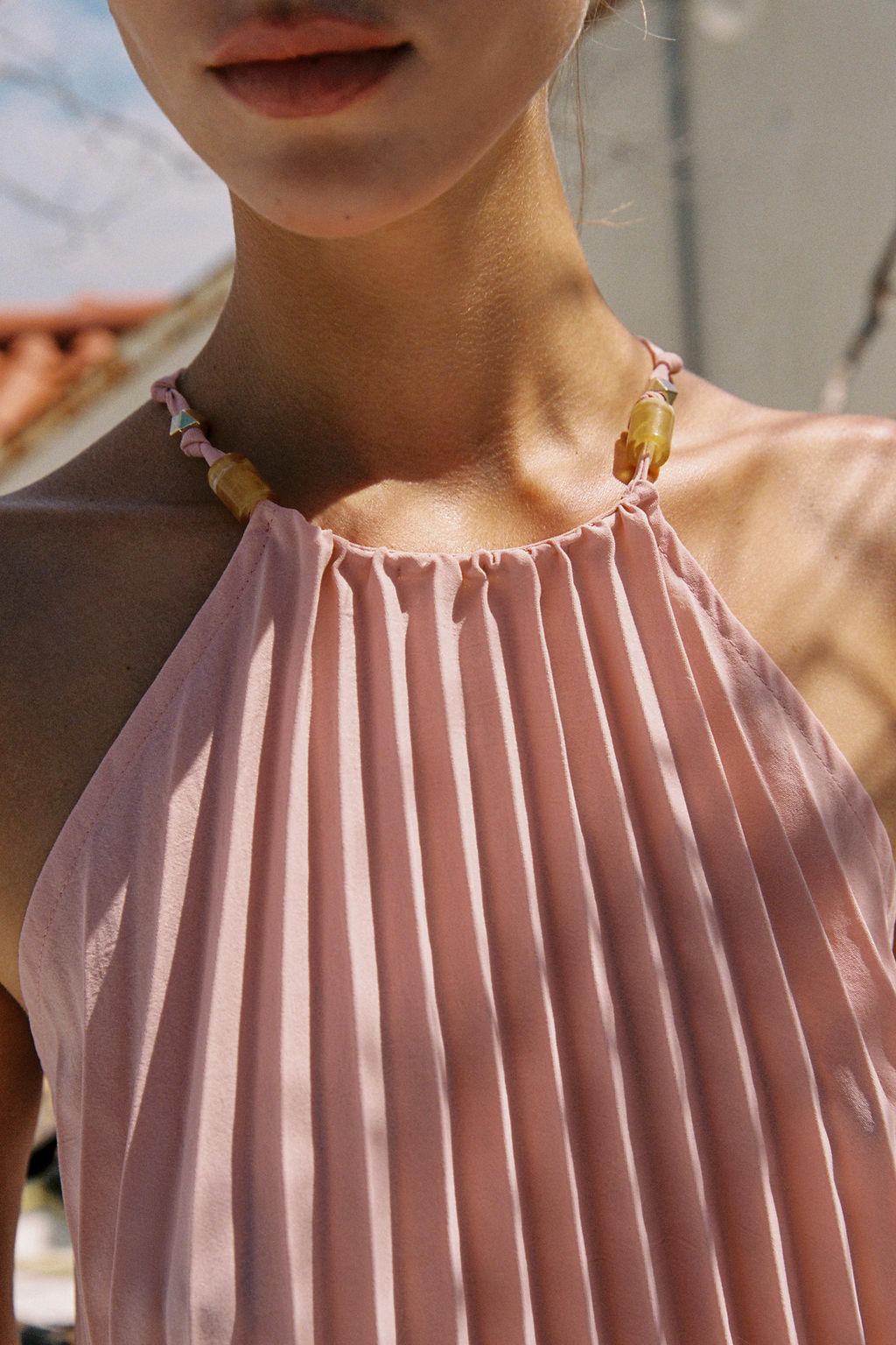 TOP HALTER PLISADO ABALORIOS / Rosa palo - Zara фото 5