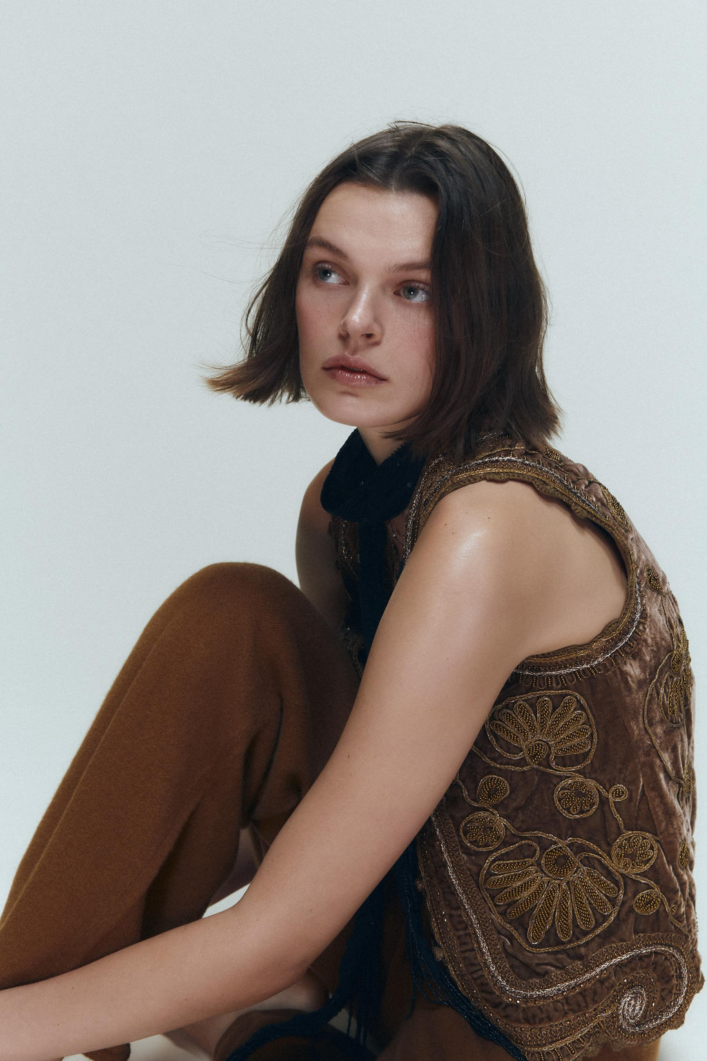 VELVET WAISTCOAT EMBROIDERED BEADS LIMITED EDITION