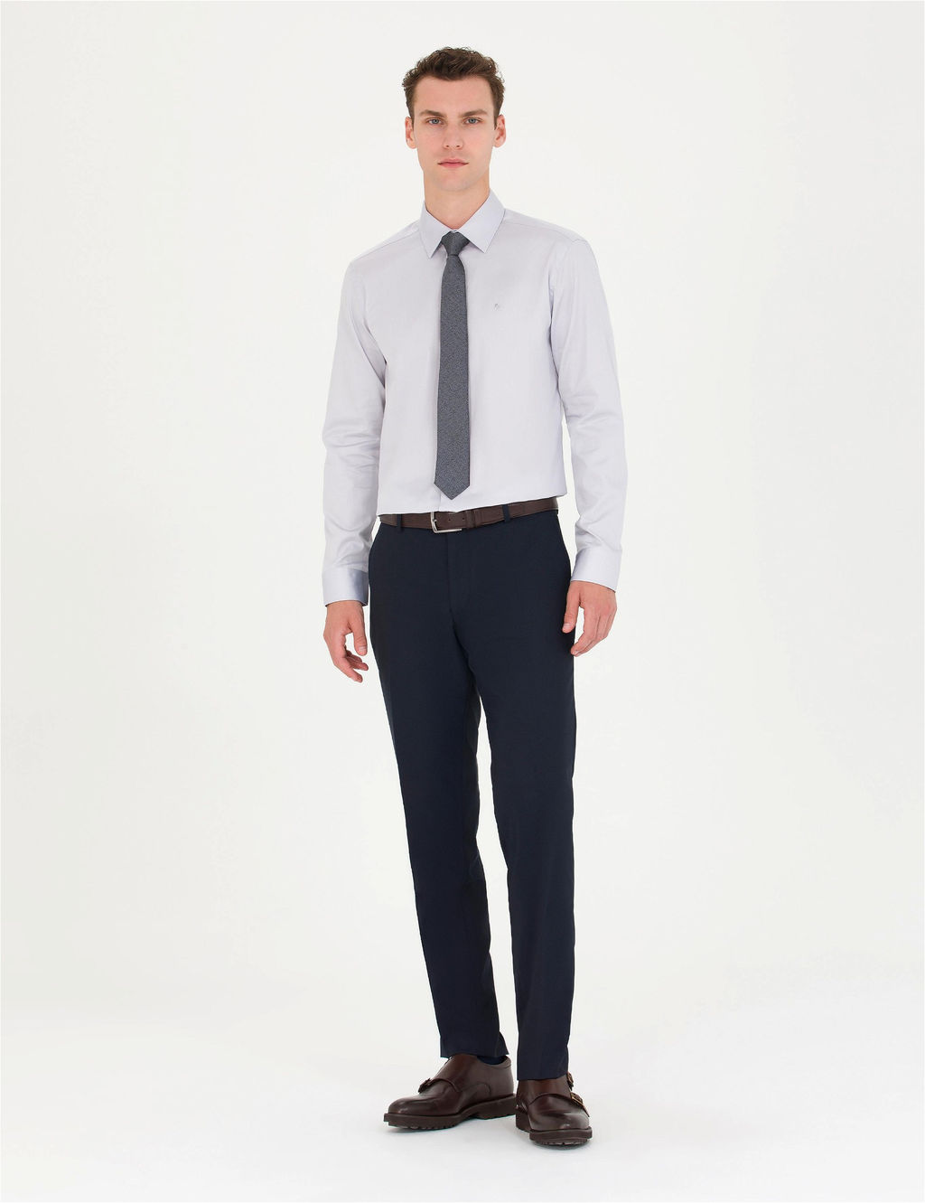 Gri Slim Fit Uzun Kollu Basic G_mlek