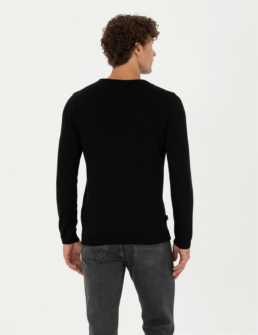 Siyah Slim Fit Bisiklet Yaka Triko Kazak - Pierre cardin фото 5