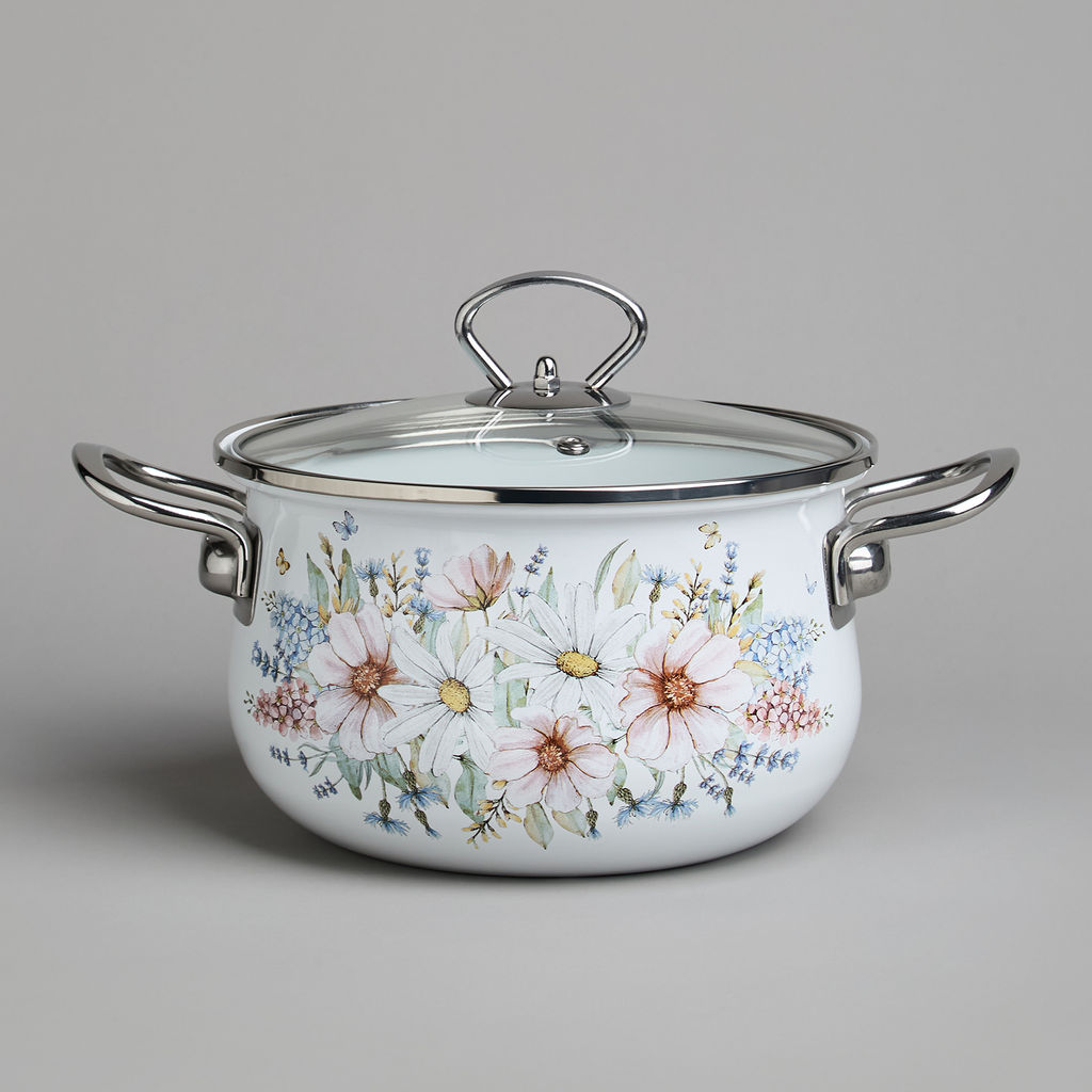 НАБОР КАСТРЮЛЬ AGNESS ЭМАЛИРОВАННЫХ СЕРИЯ ДВОРЦОВЫЙ ПАРК 4ПР. 2,0Л И 2,8Л, 18Х11СМ, 20Х12СМ  фото 8