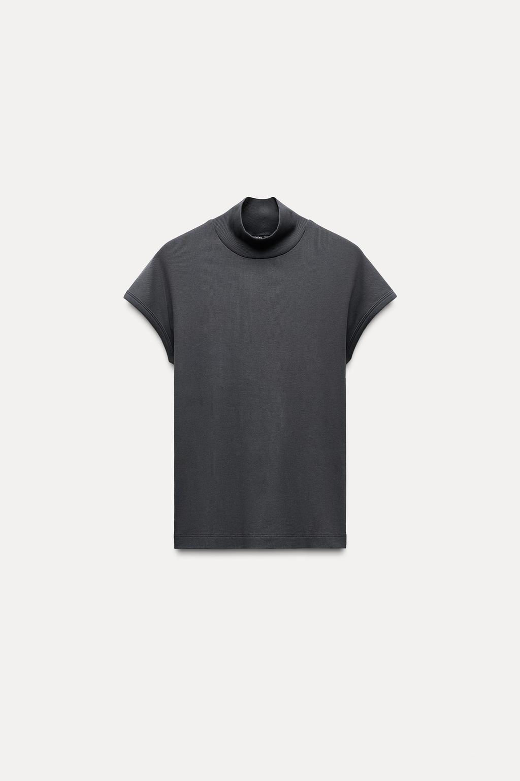 RIBBED HIGH NECK T-SHIRT - Zara фото 7