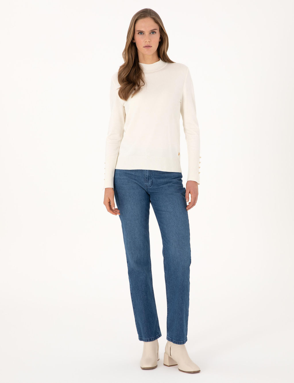 Ekru Slim Fit Basic Kazak - Pierre cardin фото 4