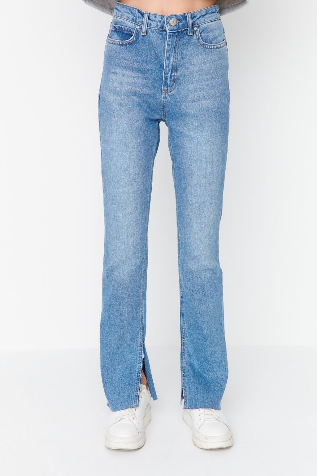 TRENDYOLMILLA Siyah Y?rtmacl? Yuksek Bel Flare Jeans TWOAW22JE0382  фото 11
