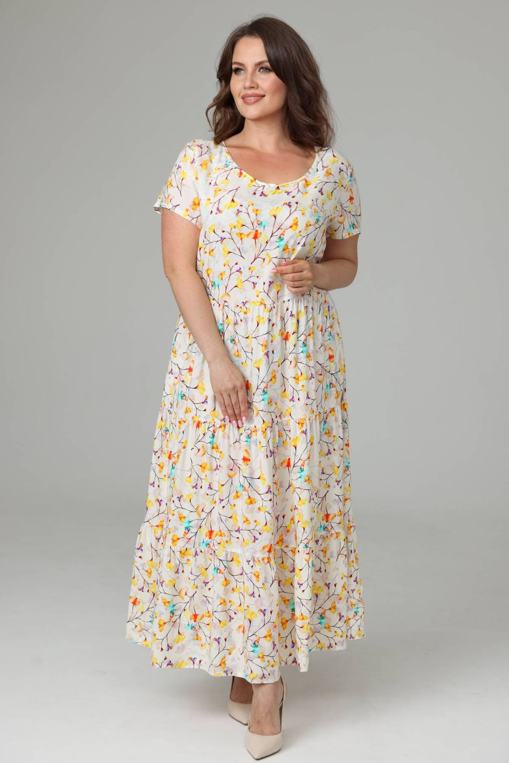 Платье штапель 6132/01/Молочный, желтый - Rise фото 4