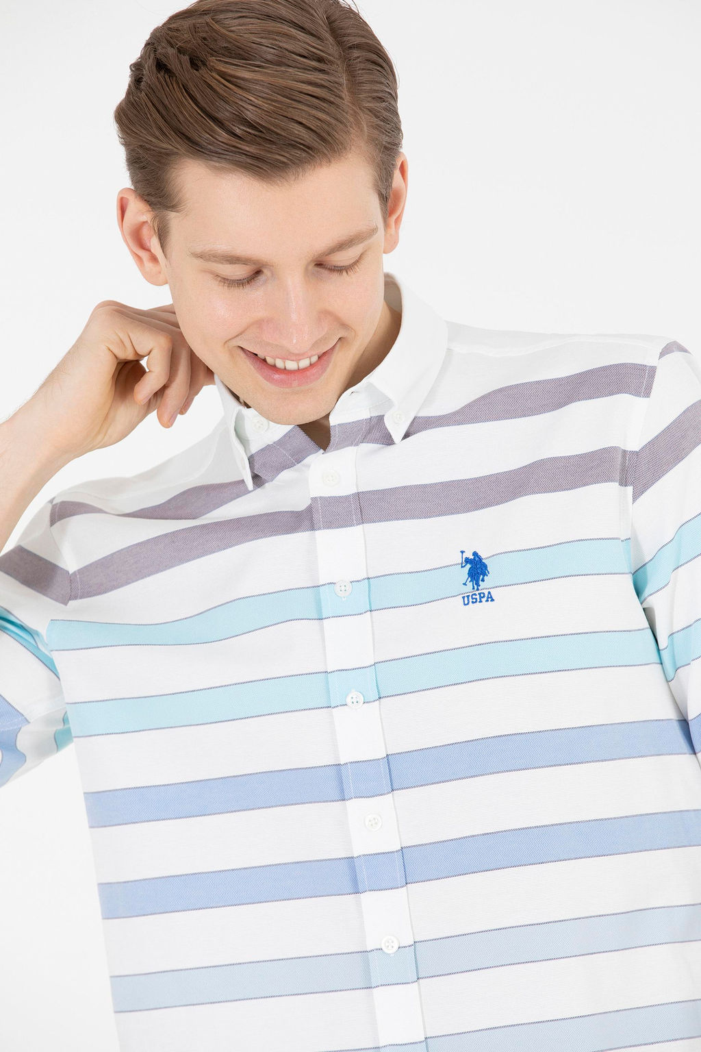 U. S. Polo Assn / Мужская синяя рубашка с длинным рукавом - U.s. polo assn фото 16