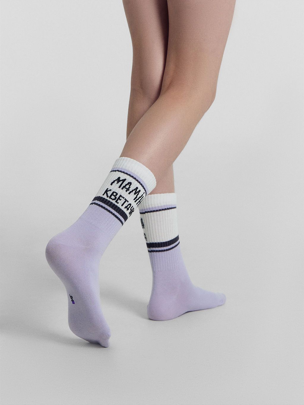 Цена за 5 пар! Носки детские фиолетовые с рисунком в виде надписи МАМIНА КВЕТАЧКА - Mark formelle фото 2
