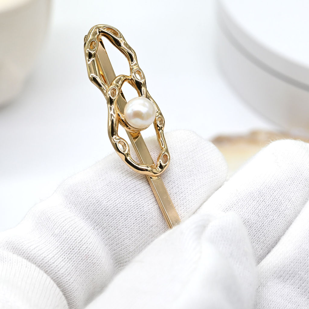 Заколка для волос с жемчугом 14*60мм