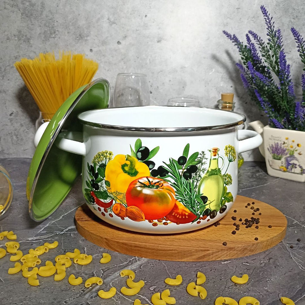 Кастрюля конич. 5,5 л. белосн. Европейская кухня 1с47я - Стальэмаль фото 4