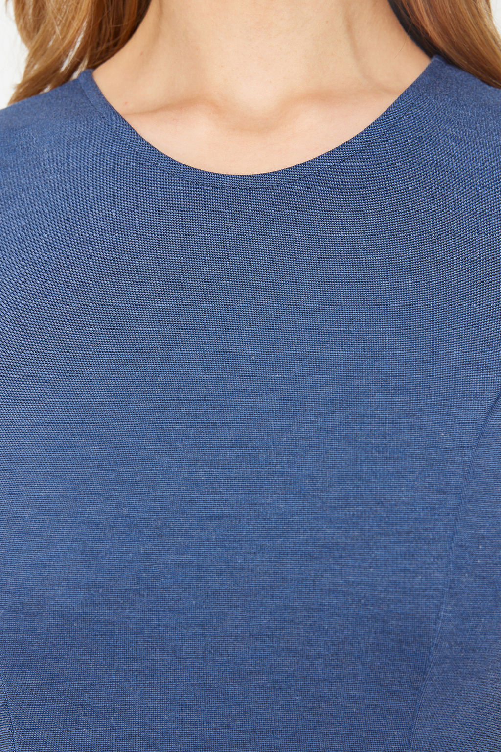 Indigo S?f?r Kol Y?rtmac Detayl? Bodycone/Vucudu Saran Esnek Orme Midi Kalem Elbise TWOSS24EL00108 - Trendyolmilla фото 5