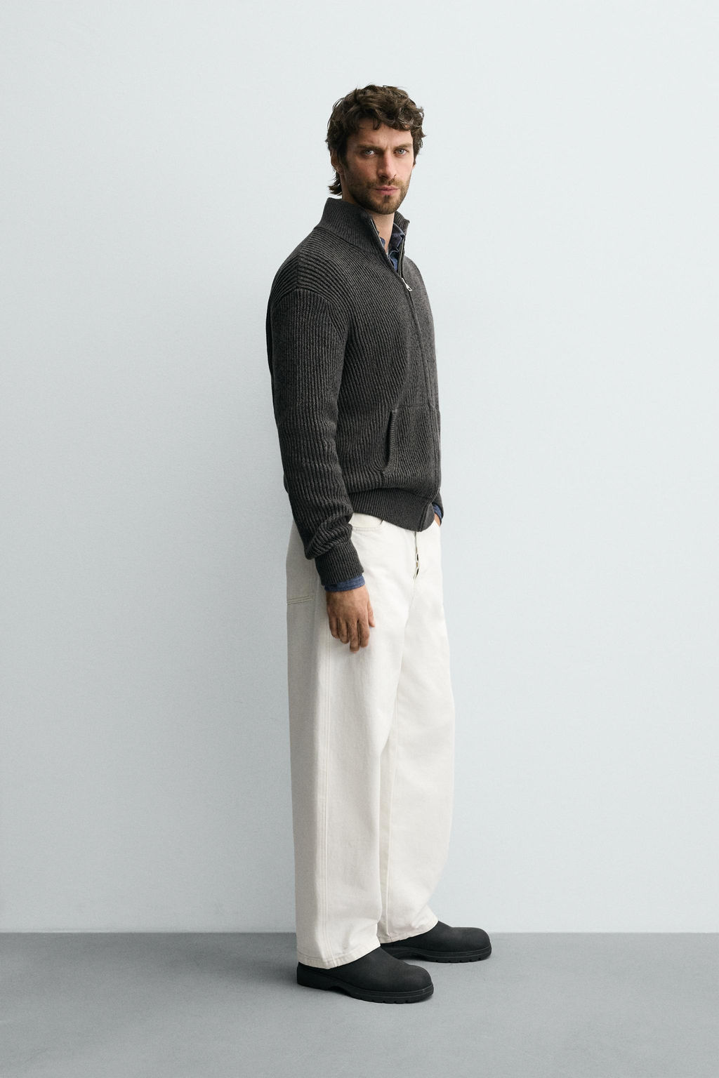 TWISTED YARN JACKET WITH ZIP - Zara фото 4