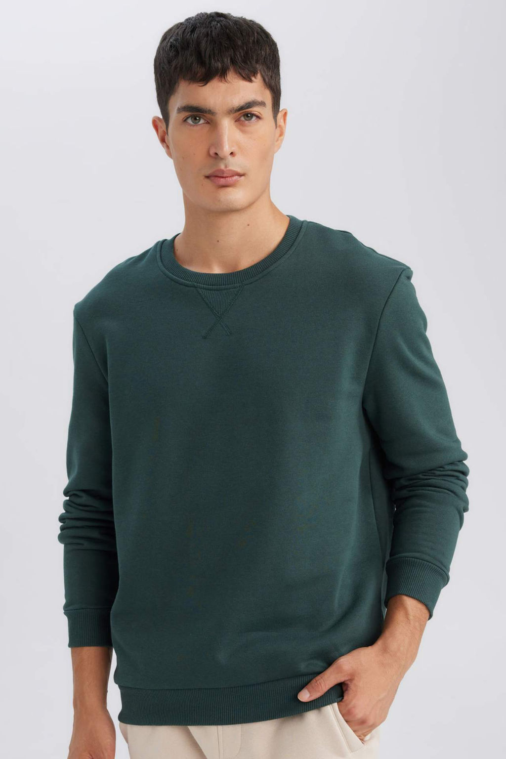 Regular Fit Bisiklet Yaka Kal?n Basic Duz Sweatshirt - Defacto фото 10