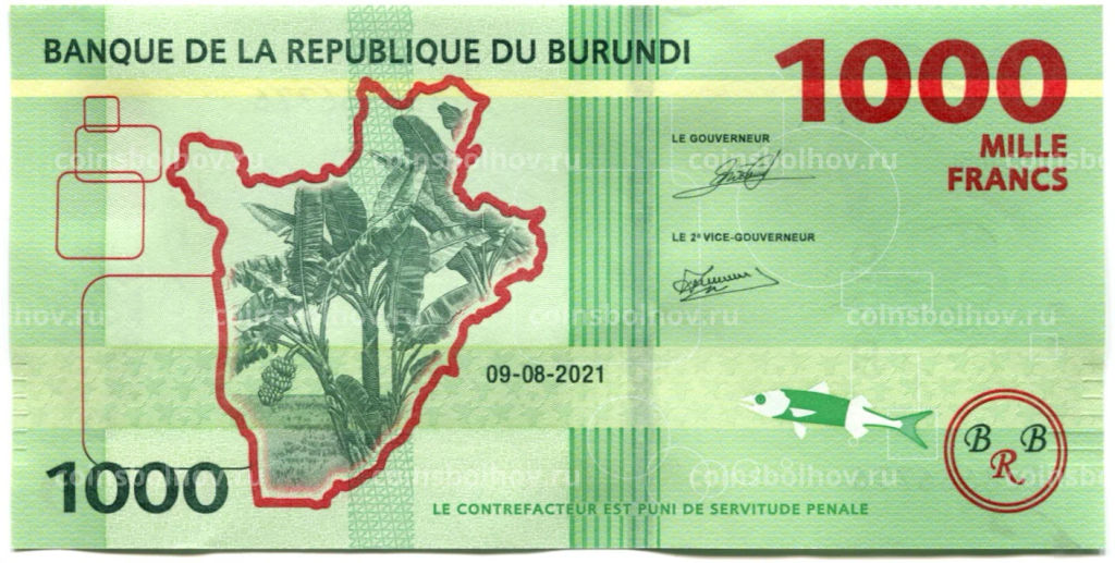 Банкнота 1000 франков 2021 года Бурунди
