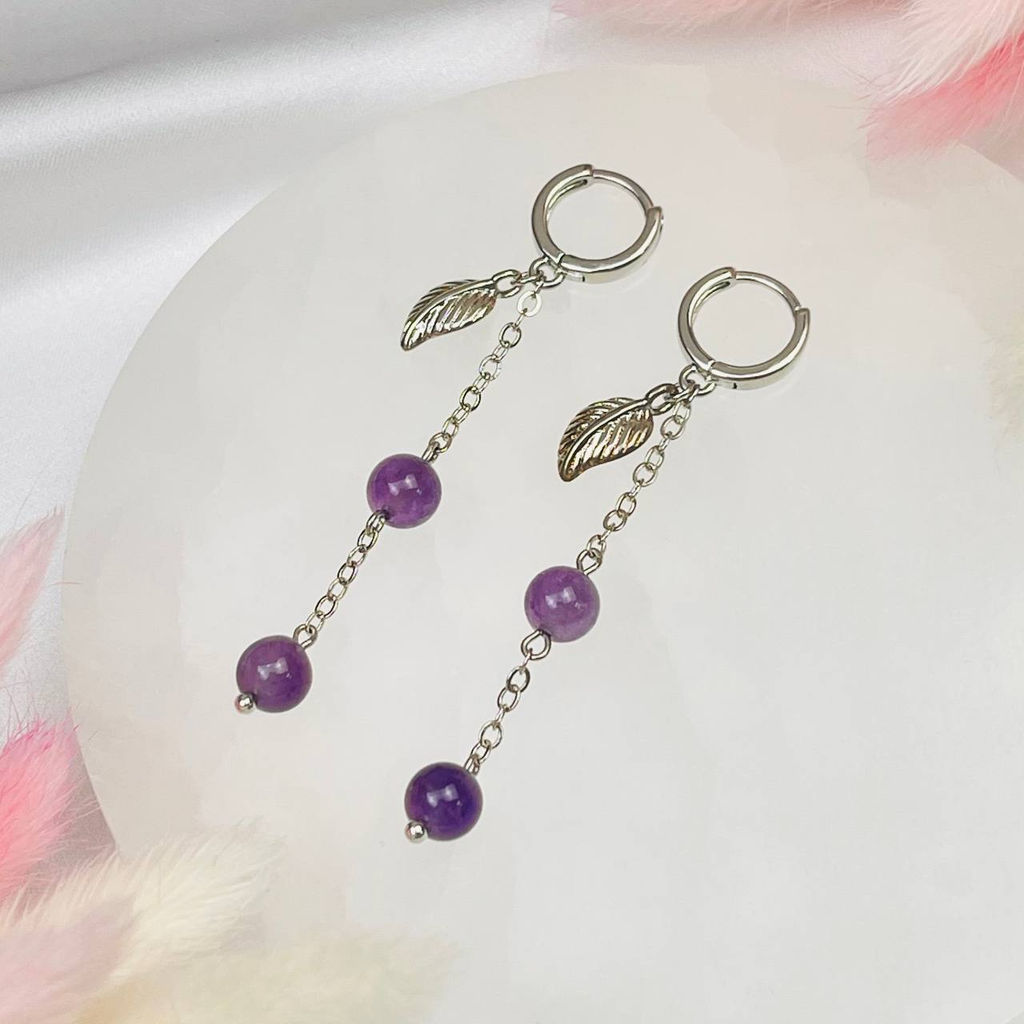 Серьги длинные из Аметиста