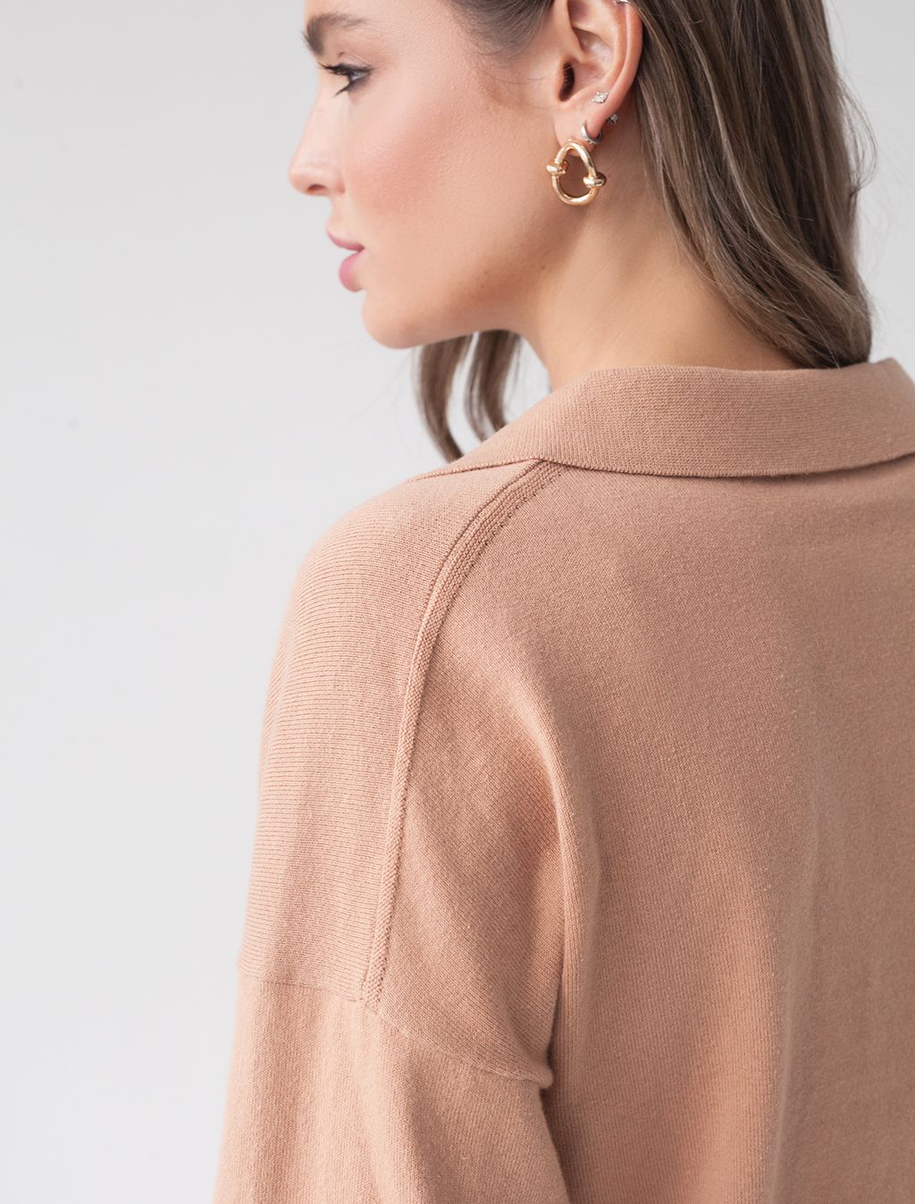 VILATTE / Джемпер-поло over-size тонкой вязки из хлопка  фото 4