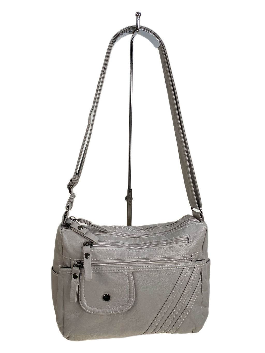 Женская сумка из искусственной кожи, цвет светло серый