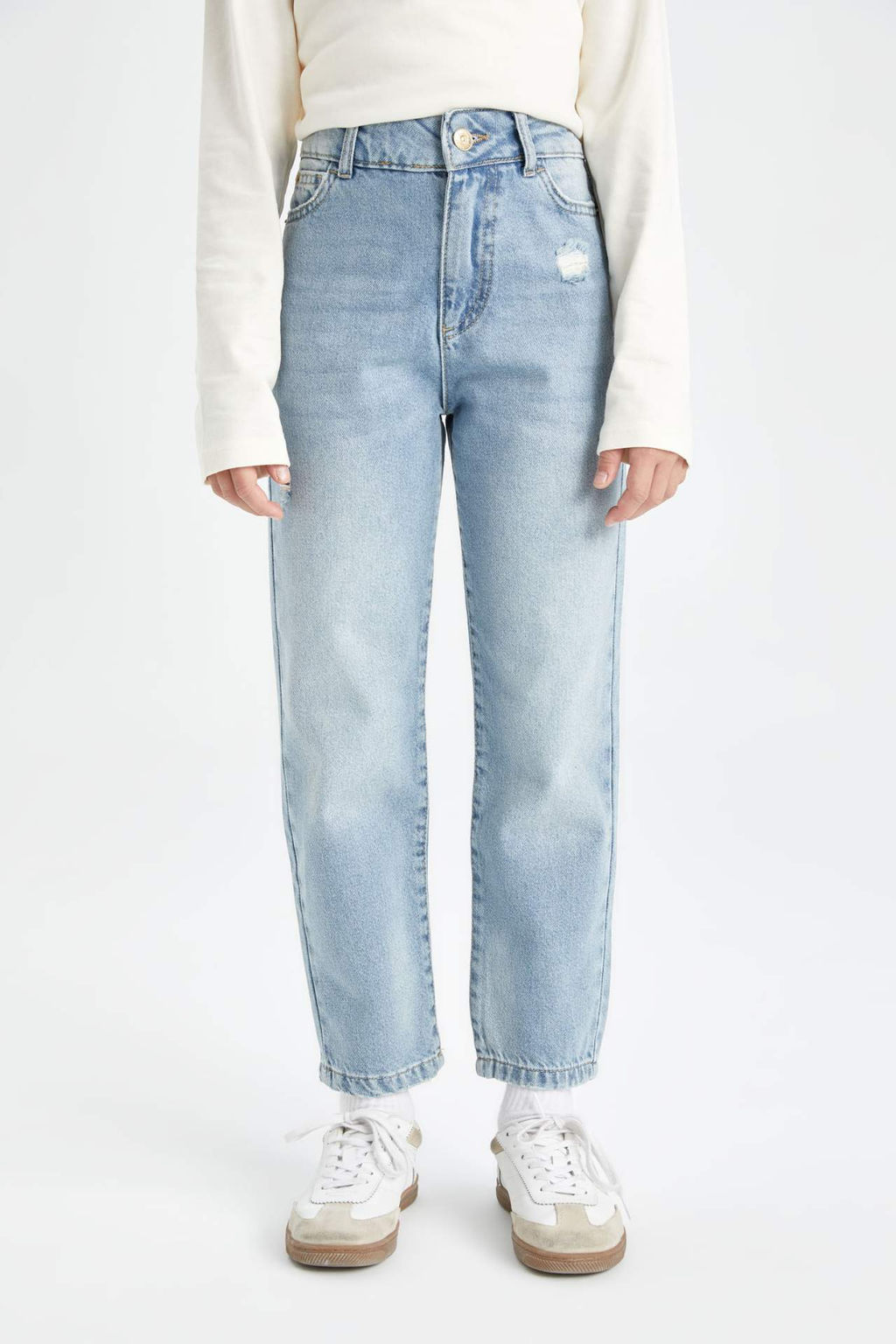 K?z Cocuk Mom Fit Y?rt?k Detayl? Dar Paca Cepli Jean Pantolon - Defacto фото 2