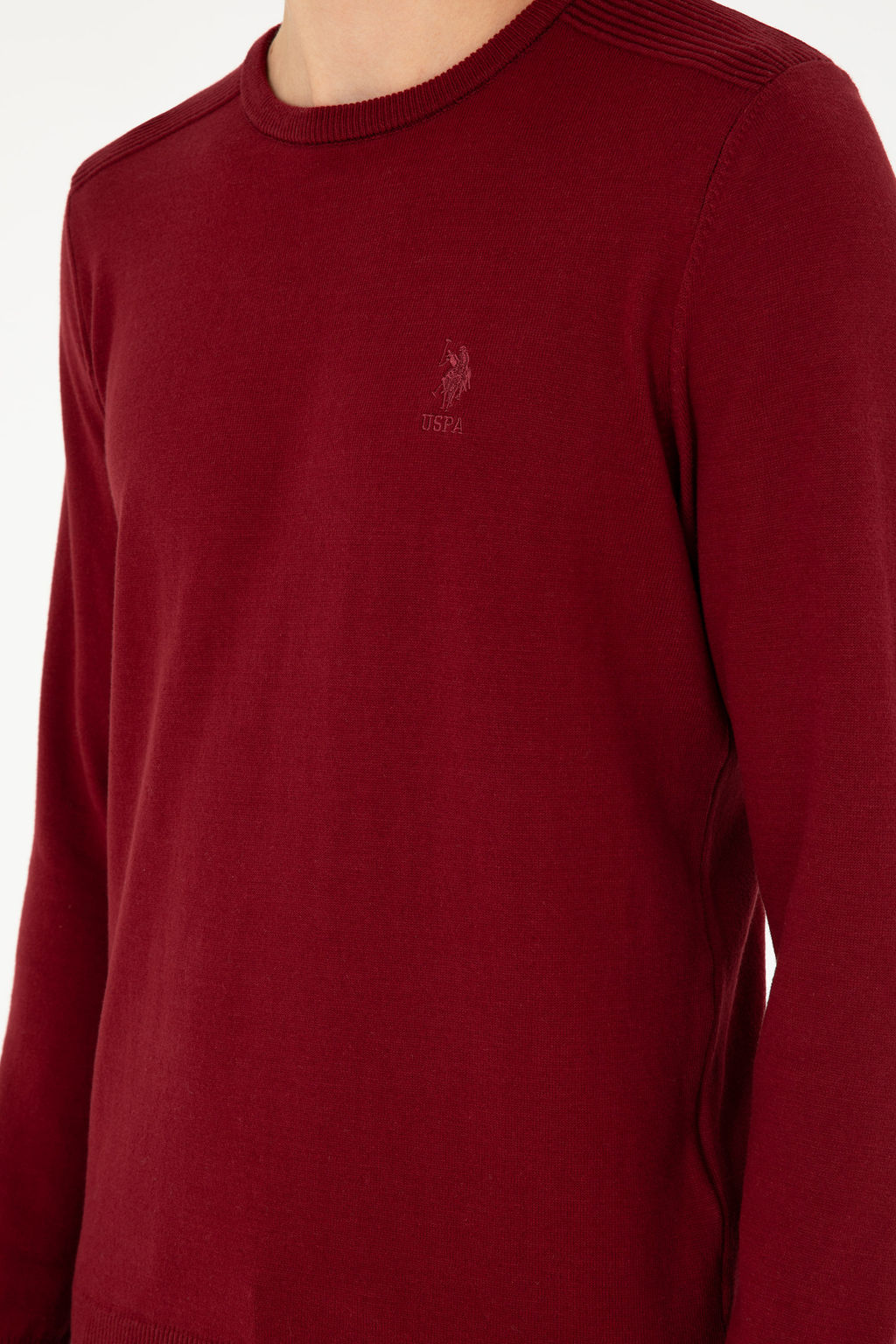 Свитер мужской U.S. Polo Assn бордово-красный хлопок  фото 14