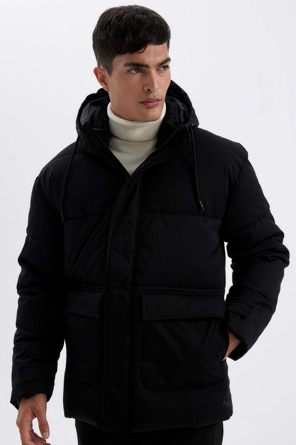 Slim Fit Dar Kesim Sisme Mont Kapusonlu Fermuarl? Cift Cepli - Defacto фото 3