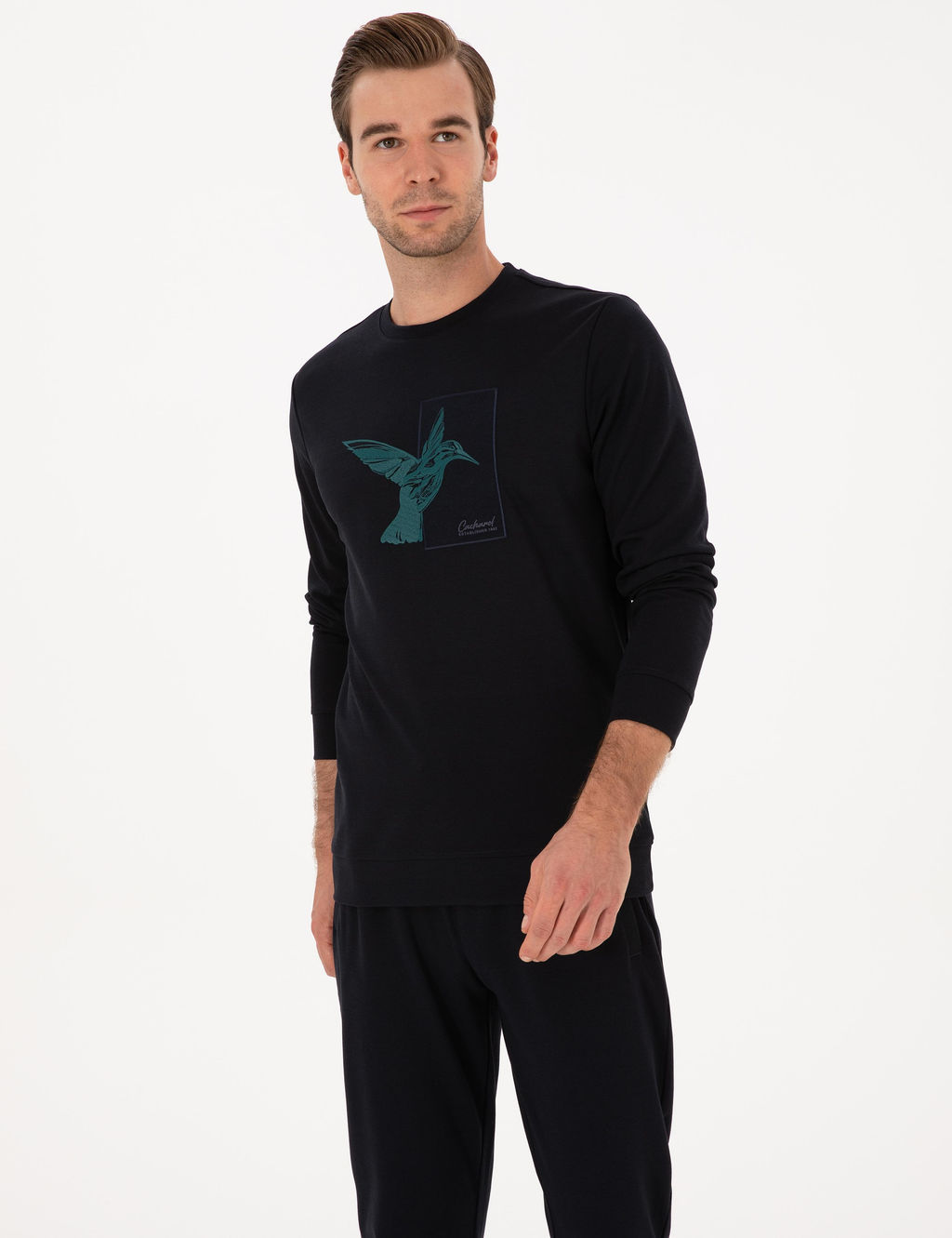 Lacivert Regular Fit Bisiklet Yaka Sweatshirt