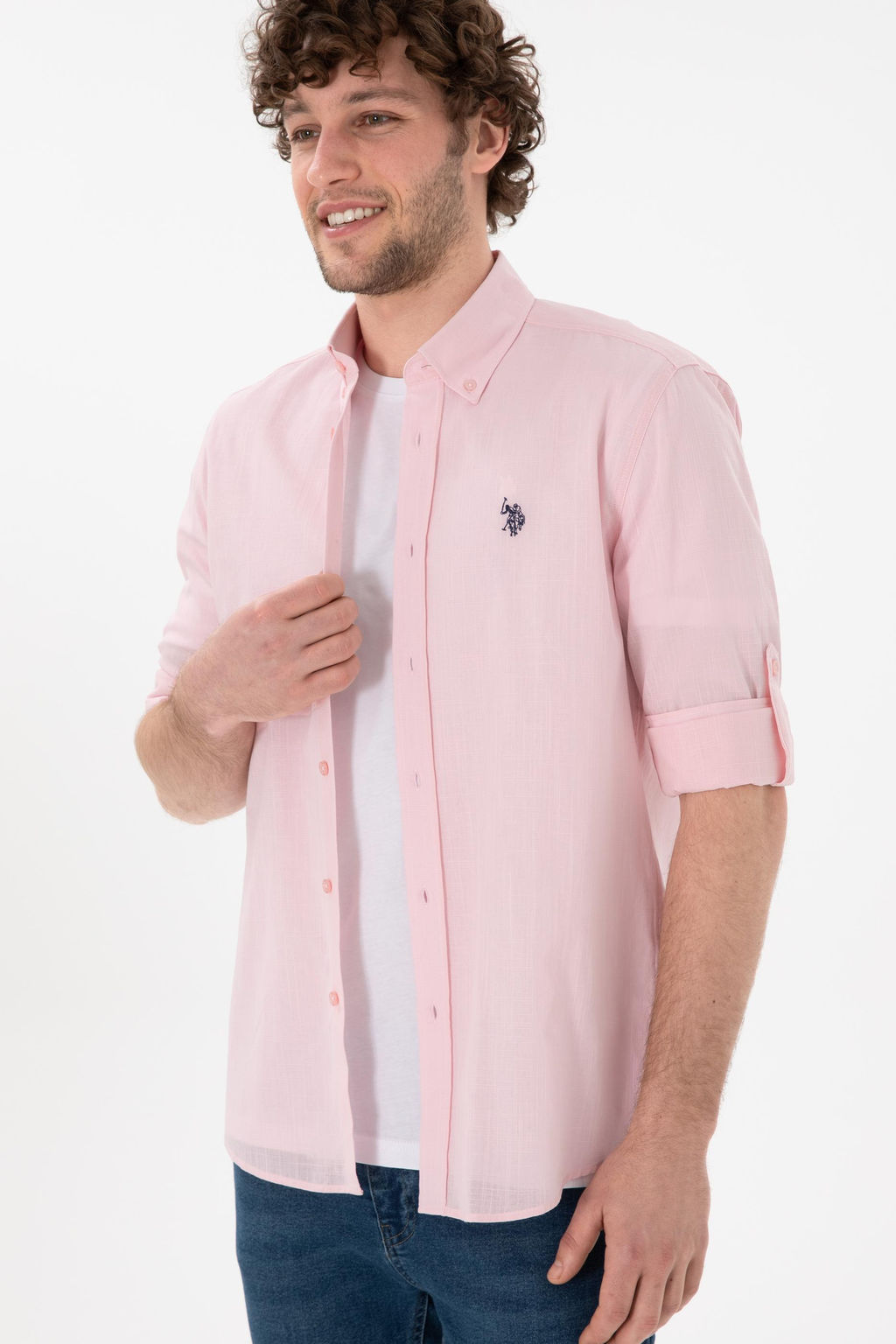 Erkek A__k Pembe Uzun Kollu Basic G_mlek Sepette S_rpriz _ndirim - U.s. polo assn фото 4